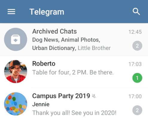 В Telegram появились иконки онлайна и архивация чатов