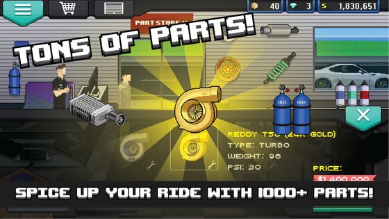 Pixel Car Racer 1.2.5. Скриншот 2
