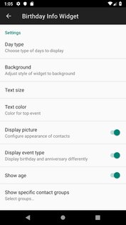 Birthday Info Widget 1.16.1. Скриншот 2