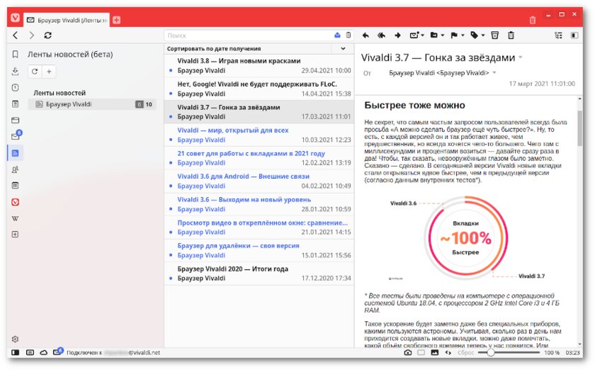 Представлен Vivaldi 4.0: со встроенным переводчиком, почтой, календарём и лентой новостей