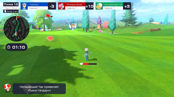 Гольф с торнадо, в котором надо сбивать соперников. Обзор Mario Golf: Super Rush