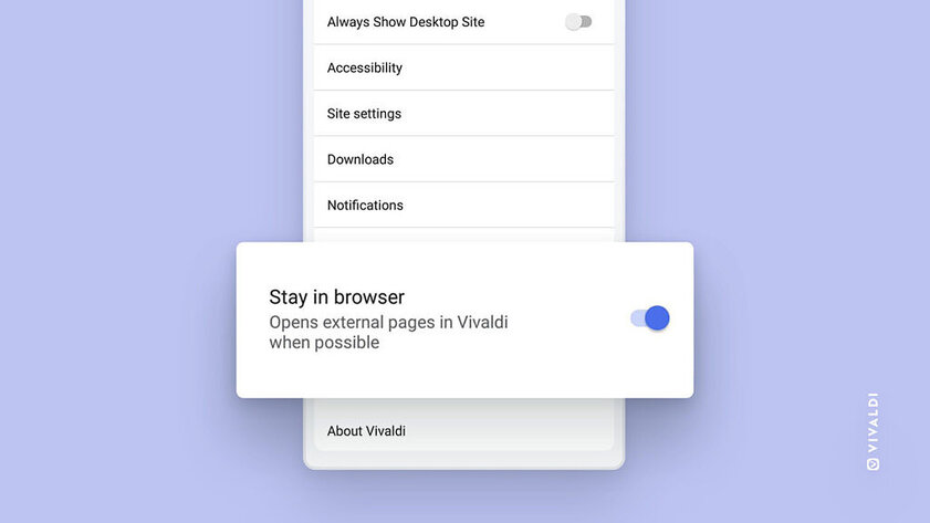 Vivaldi теперь может запрещать ссылкам открываться в приложениях