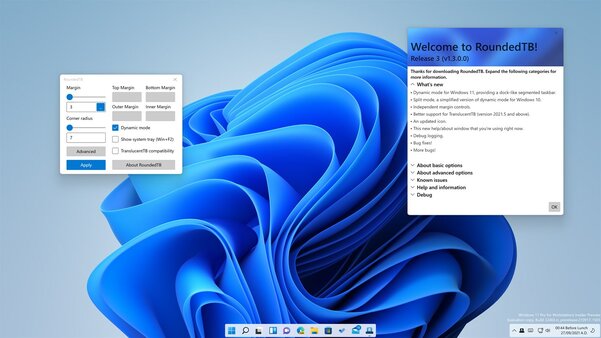 Бесплатная RoundedTB для Windows разделяет и округляет панель задач. Смотрится эффектно