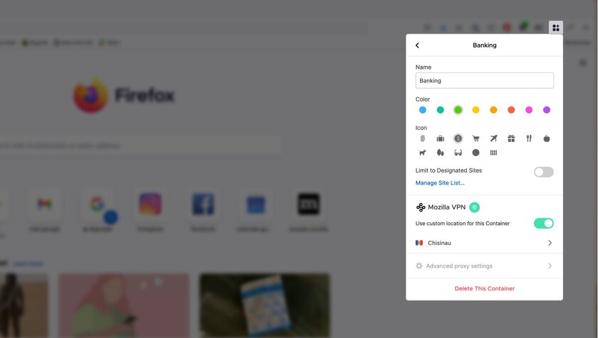 Теперь Firefox позволяет работать с множеством аккаунтов с VPN