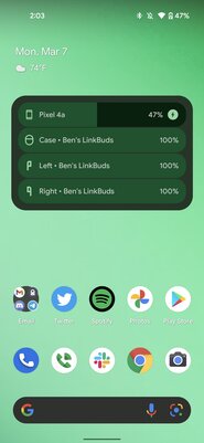 Новый виджет Google для Android показывает заряд Bluetooth-наушников