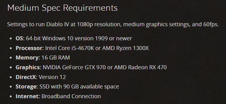 Core i5-2500K, GTX 660 и 8 ГБ ОЗУ: объявлены системные требования Diablo IV
