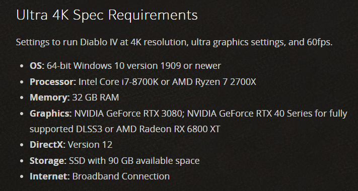 Core i5-2500K, GTX 660 и 8 ГБ ОЗУ: объявлены системные требования Diablo IV