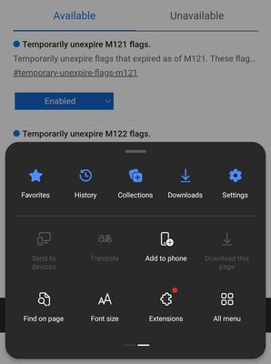 В браузере Edge для Android появилась поддержка расширений: список