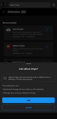 В браузере Edge для Android появилась поддержка расширений: список
