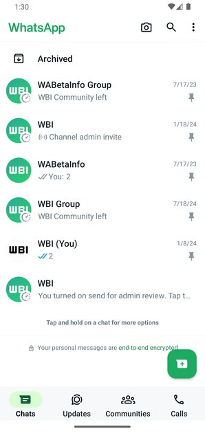 WhatsApp* увеличивает количество закреплённых в списке чатов с трёх до пяти