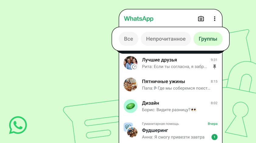 В WhatsApp* появились фильтры для сообщений: все, непрочитанные, группы