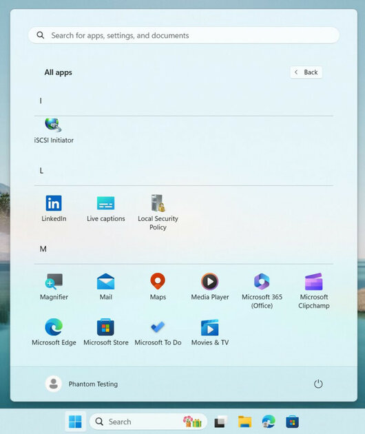 В меню «Пуск» Windows 11 появилась группировка приложений по алфавиту