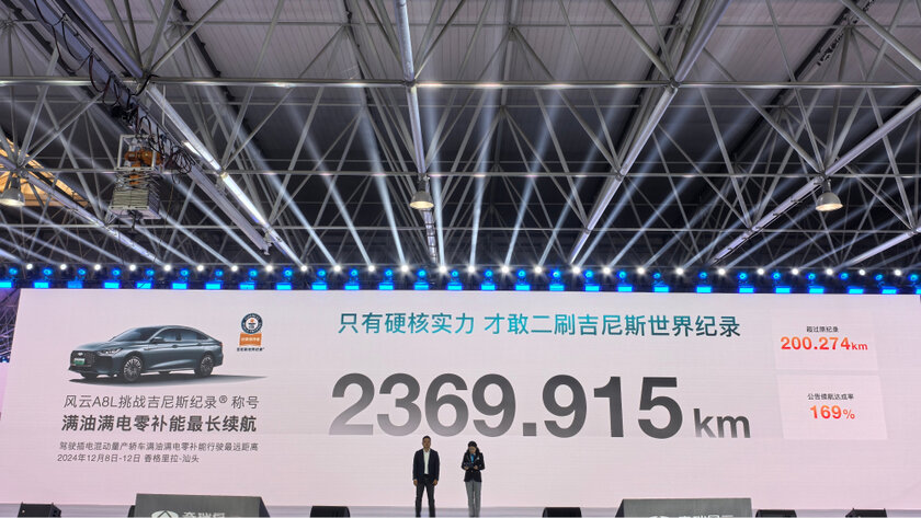 В Китае представили гибрид-рекордсмен: автомобиль Chery проехал 2370 км без дозаправки