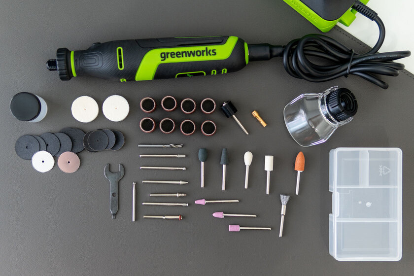 Обзор Greenworks G24RT 24V: портативный и очень продуманный гравер — Комплектация. 4