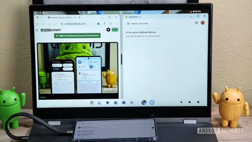 Google создаёт аналог Samsung DeX — первый взгляд на новый режим рабочего стола Android