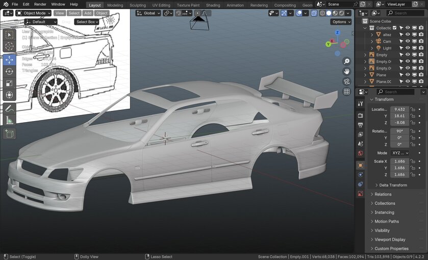 Геймер показал процесс создания фотореалистичной модели Toyota Altezza для Roblox