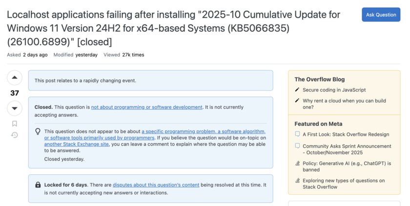 Microsoft в апдейте Windows 11 сломала localhost: это задело миллионы разработчиков