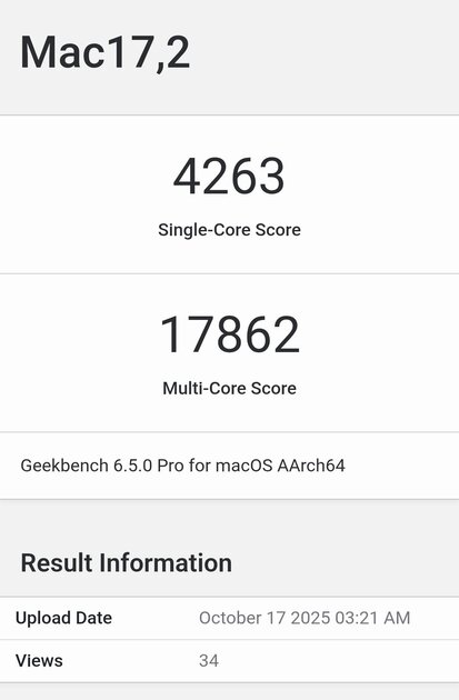 MacBook Pro на M5 набрал в Geekbench рекордное количество баллов: он обошёл даже Ryzen 9 9950X3D