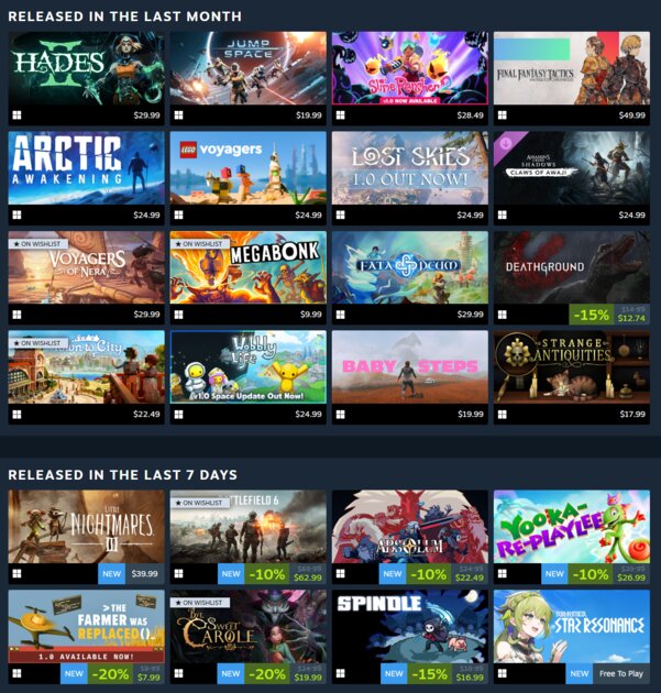 В Steam появился личный календарь релизов с персонализированными рекомендациями