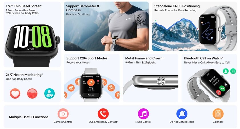 HONOR CHOICE Watch 2 Pro поступили в продажу: большой экран, барометр и мониторинг здоровья