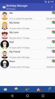 Birthday Manager 4.2.0. Скриншот 1