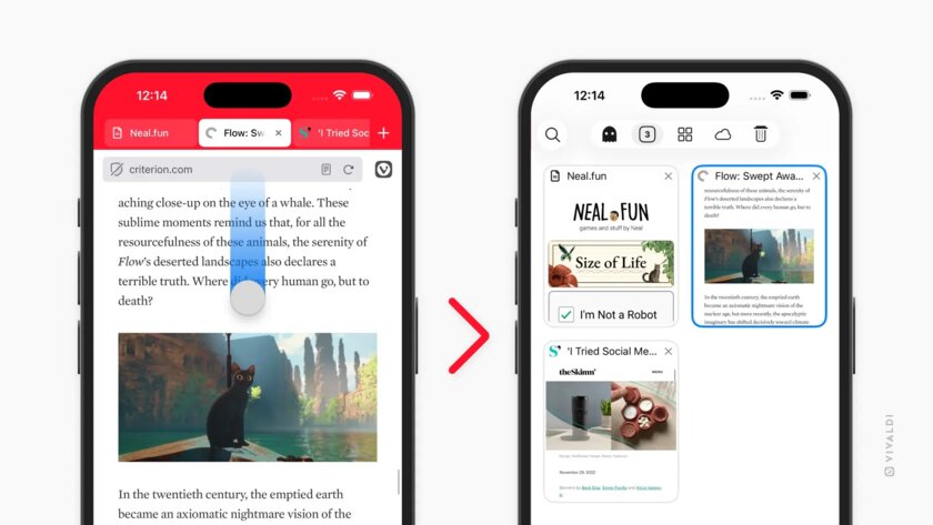 В Vivaldi 7.8 для смартфонов появились закрепленные вкладки и панель конфиденциальности