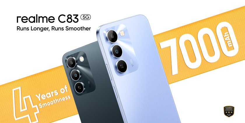 Представлен realme C83 5G — смартфон начального уровня с батареей 7000 мА·ч и дисплеем 144 Гц