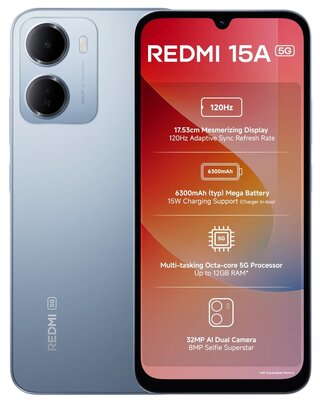 Представлен REDMI 15A 5G — простой смартфон с большой батареей, но медленной зарядкой