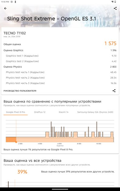 Недорогой планшет с достойным экраном и приличной автономностью: обзор Tecno MegaPad SE — Производительность и тесты. 12