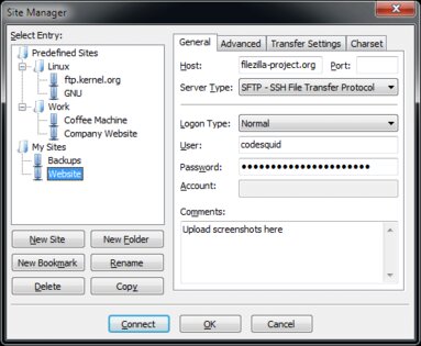 FileZilla. Скриншот 2