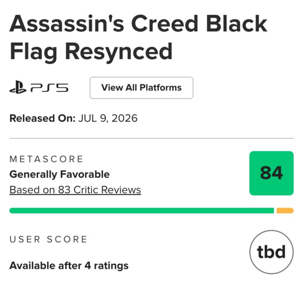 Ремейк Assassin's Creed Black Flag получил высокие оценки игровых журналистов