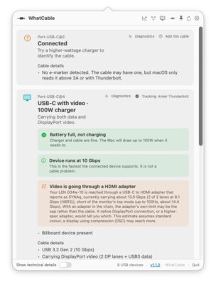 Приложение WhatCable для macOS раскроет всю правду про кабель USB-C, и оно бесплатное