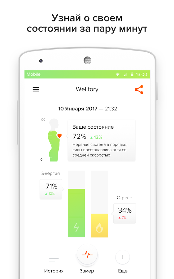 Welltory – здоровье и пульс 4.30.50. Скриншот 1