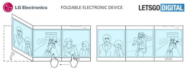 LG запатентовала складное устройство с тремя экранами