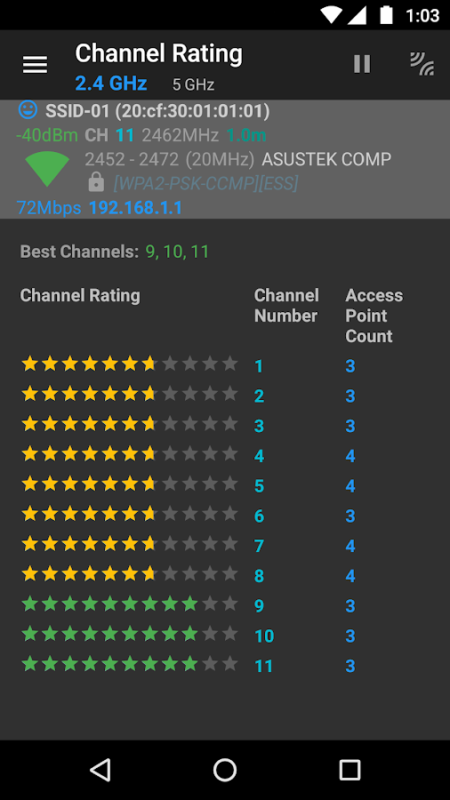 WiFiAnalyzer 3.3.1. Скриншот 3