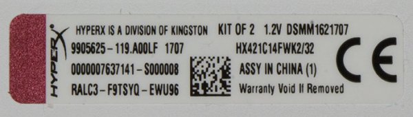 Пара белых: HyperX Fury DDR4-2133 32 Gb — Особенности конструкции. 5